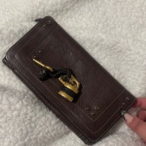 Chloe Paddington Brown Leather Wallet with Gold Lock
